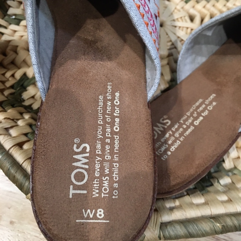 Toms Gray Mules with Pink and Orange Embroidery - Picture 5 of 9